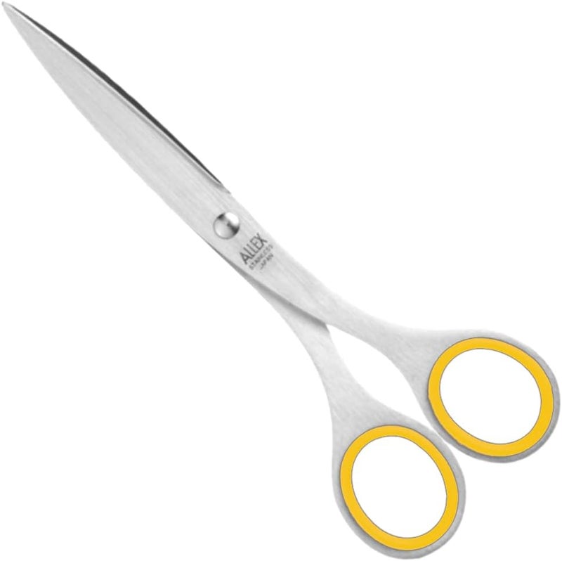 ALLEX\アレックス Japanese Office Scissors for Desk, Medium 6.5" All Purpose Scissors, Made in JAPAN, All Metal Sharp Japanese Stainless Steel Blade with Non-Slip Soft Ring, Yellow - Image 1